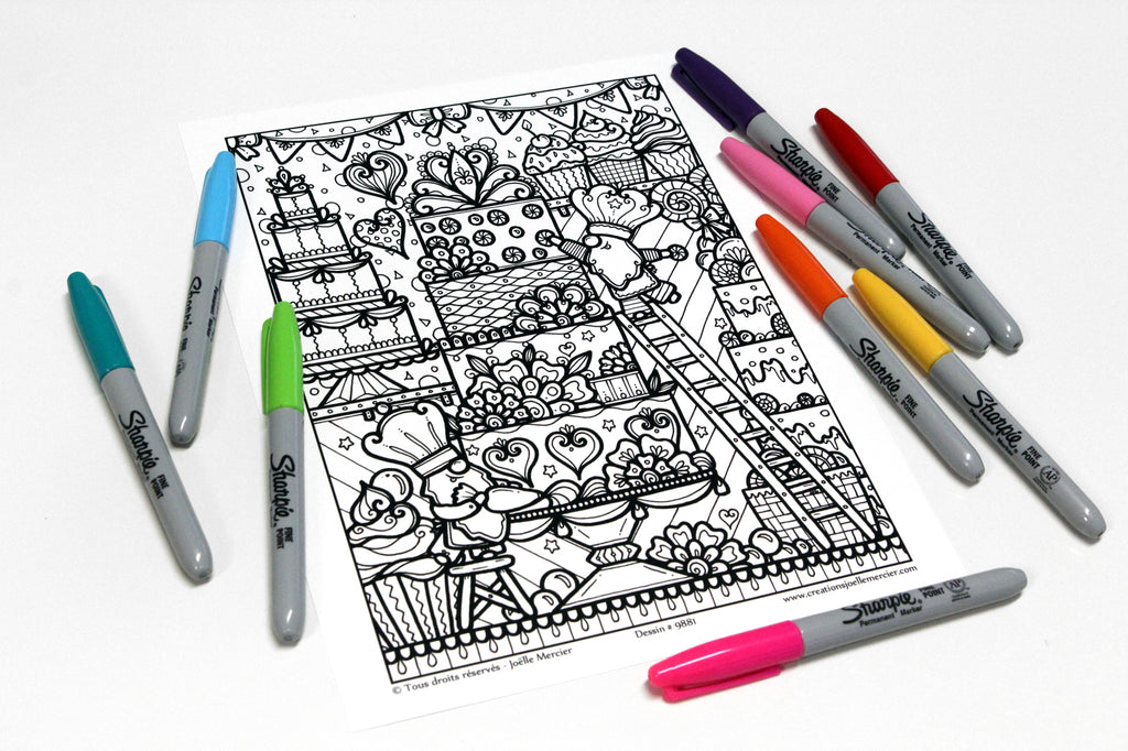 Pochette #45 - 10 dessins - Coloriage de relaxation - animaux, gnomes, abstrait, cocooning...