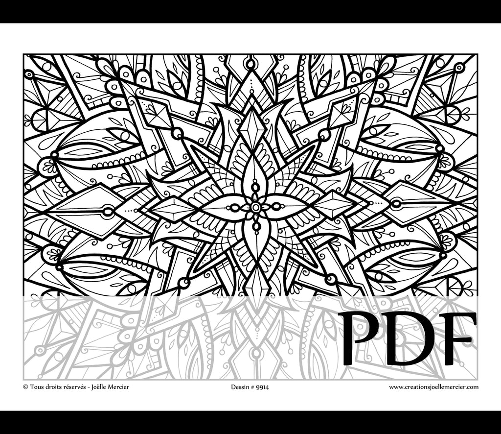 Téléchargement instantané - PDF à imprimer et colorier - ABSTRAIT SYMÉTRIQUE #9914