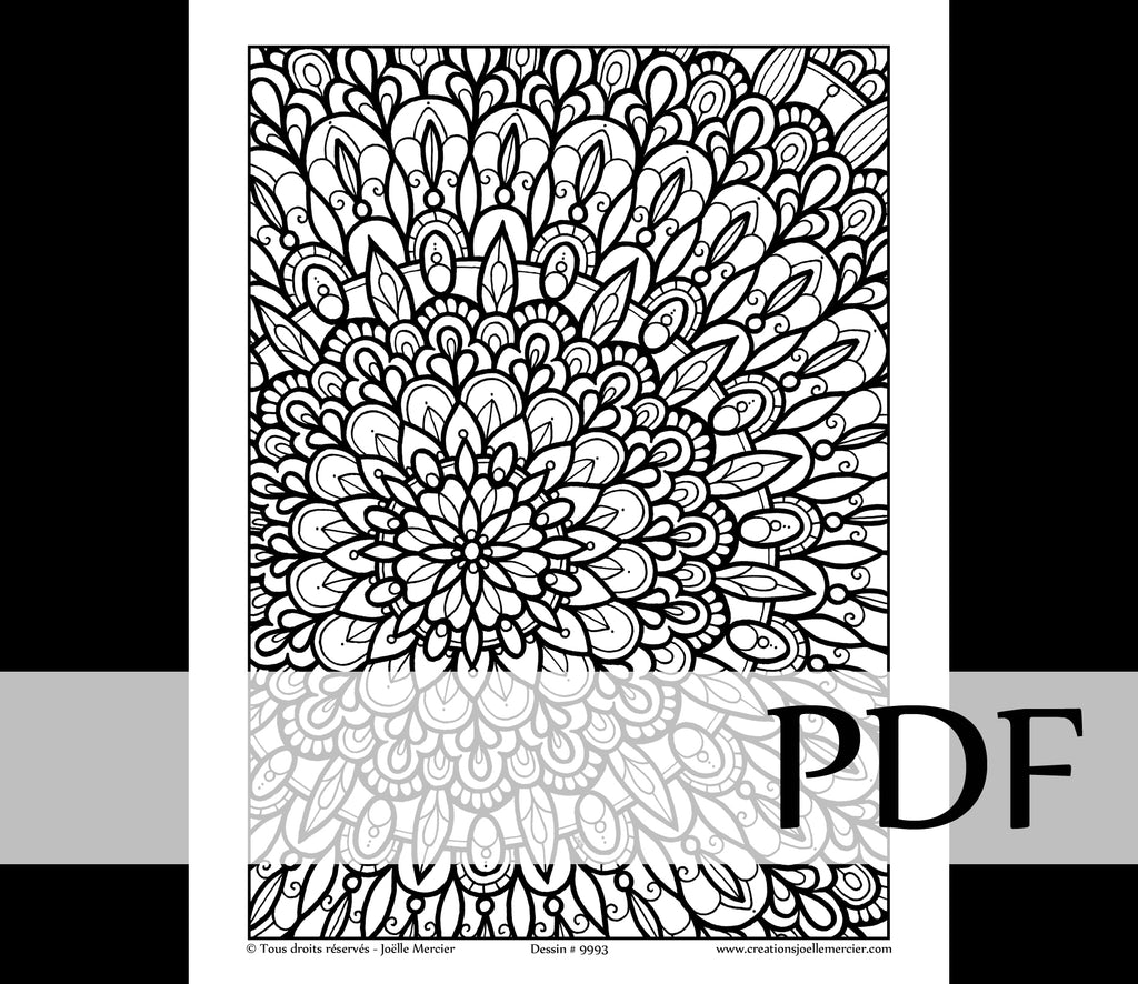 Téléchargement instantané - PDF à imprimer et colorier - FLEUR #9993