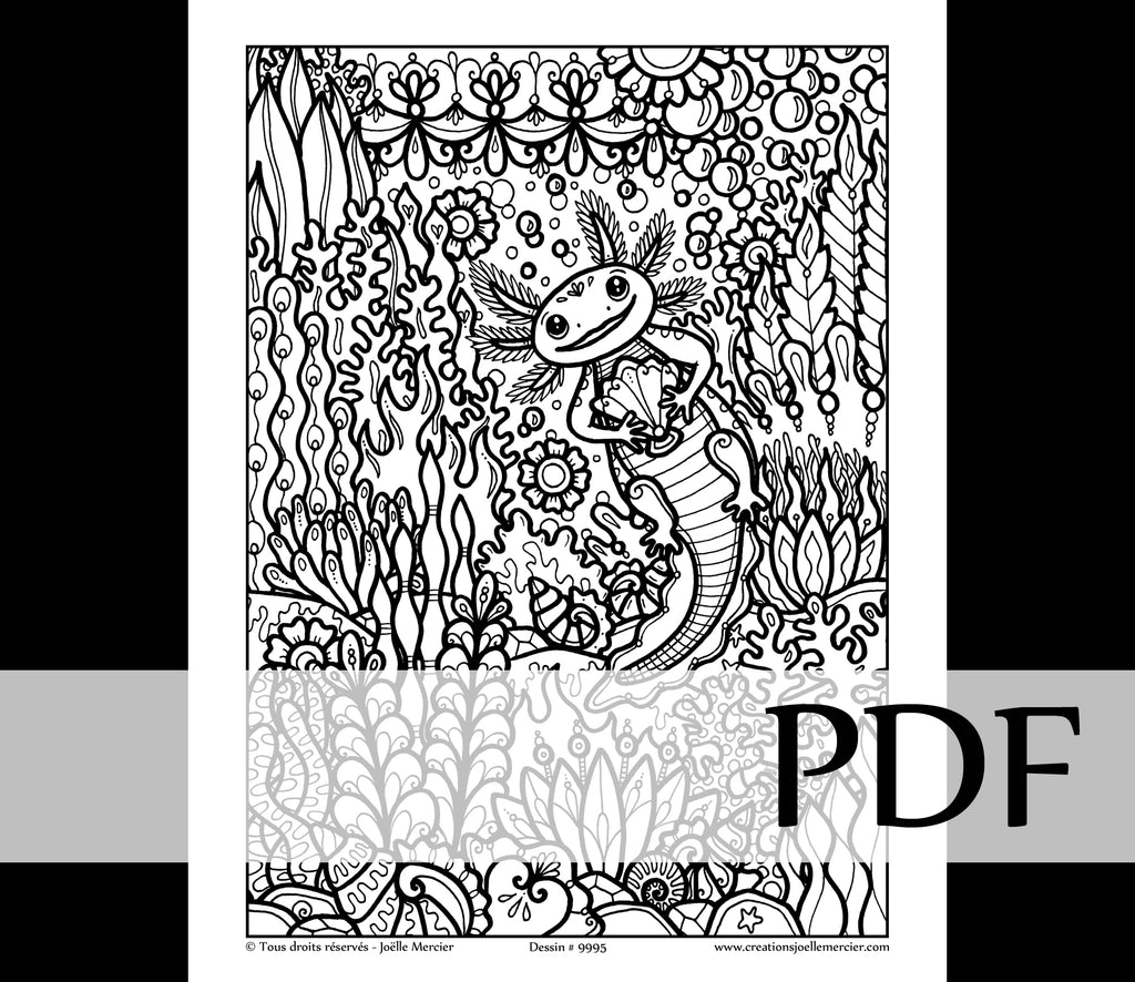 Téléchargement instantané - PDF à imprimer et colorier - AXOLOTL #9995