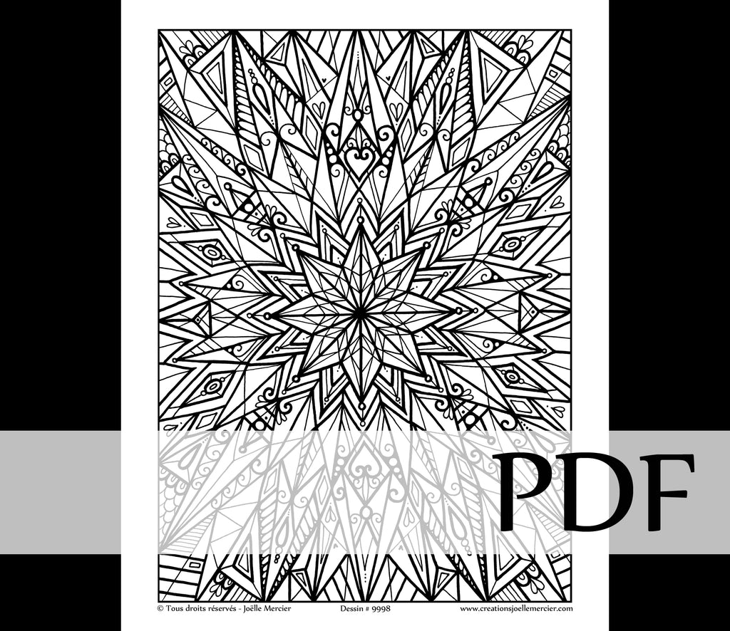 Téléchargement instantané - PDF à imprimer et colorier - SYMÉTRIE, abstrait #9998