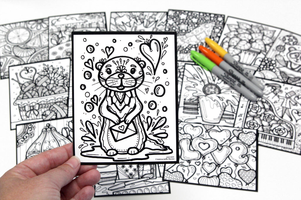 Sachet DÉFI-MINI, LOT #19, 15 dessins imprimés sur carton, format 4x5 pouces, Minis #0271 à 0285