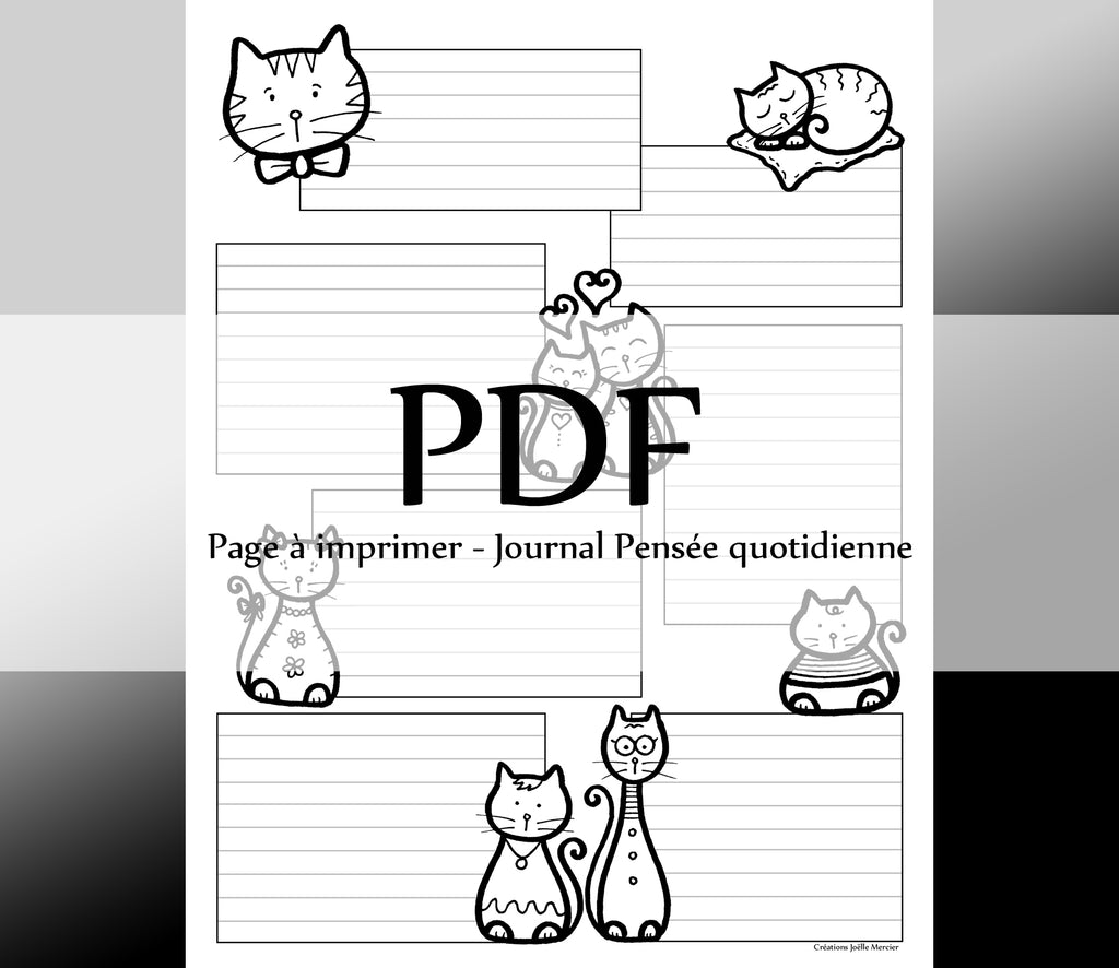 Page - Journal Pensée quotidienne CHATS - Téléchargement instantané - PDF à imprimer