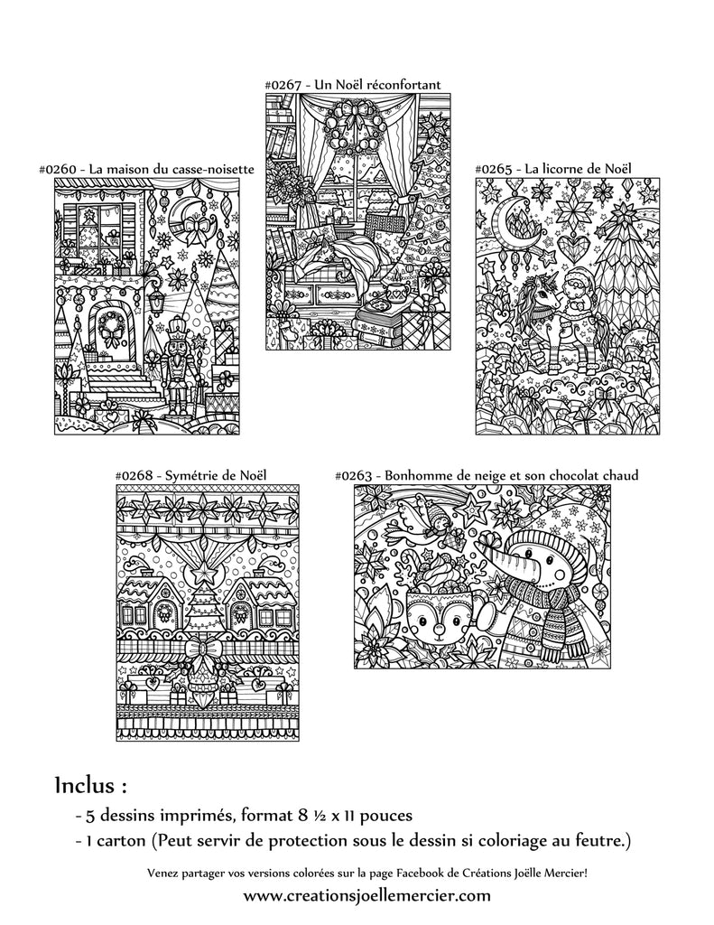 Pochette Noël #7 - 5 dessins - Coloriage de relaxation