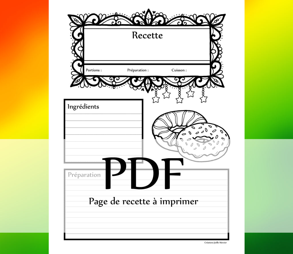 Page Recette - BEIGNES - Téléchargement instantané - PDF à imprimer