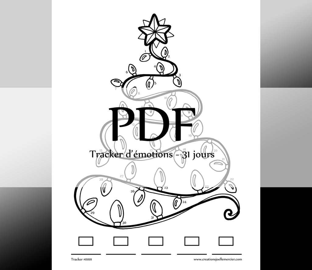 Tracker d'émotions #0001 Sapin de lumières, Noël - Téléchargement instantané - PDF à imprimer