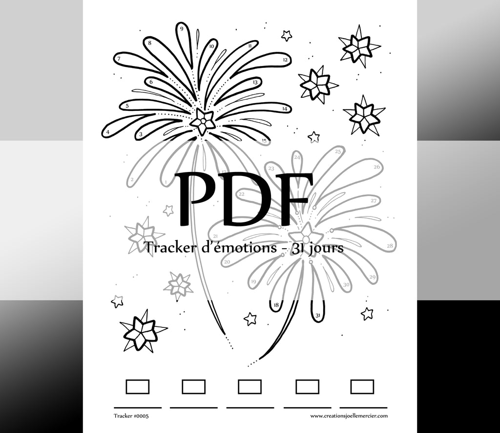 Tracker d'émotions #0005 Feux d'artifices - Téléchargement instantané - PDF à imprimer