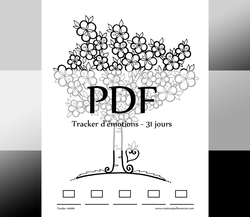 Tracker d'émotions #0006 Arbre en fleurs - Téléchargement instantané - PDF à imprimer