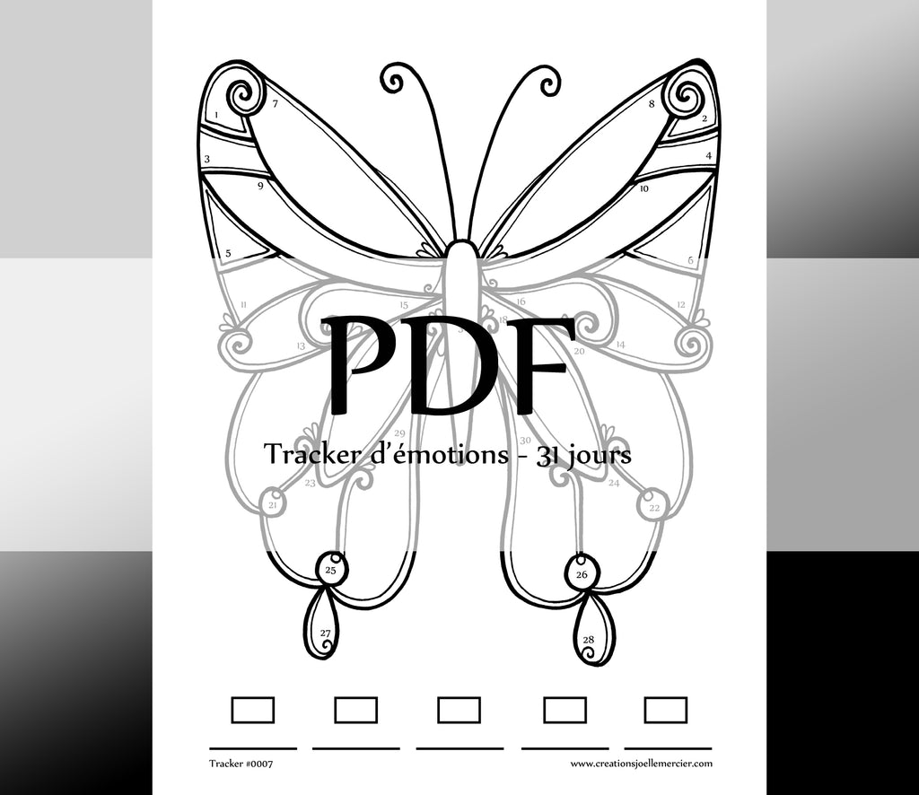 Tracker d'émotions #0007 Papillon - Téléchargement instantané - PDF à imprimer