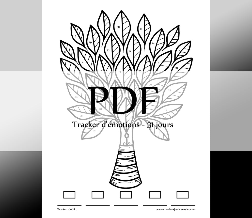 Tracker d'émotions #0008 Arbre en feuilles - Téléchargement instantané - PDF à imprimer