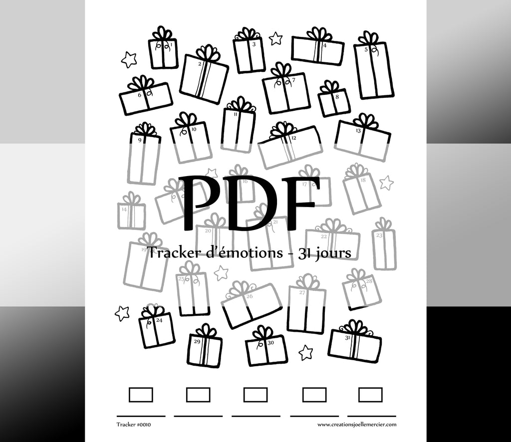 Tracker d'émotions #0010 Cadeaux - Téléchargement instantané - PDF à imprimer
