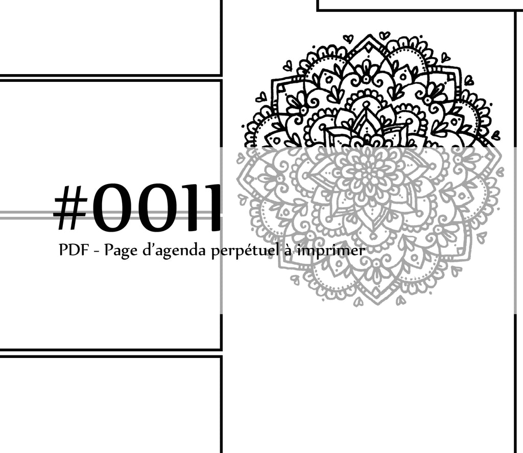 Page #0011 Agenda perpétuel - Téléchargement instantané - PDF à imprimer, Fleur, micron, MANDALA