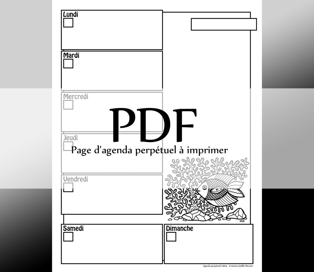 Page #0014 Agenda perpétuel - Téléchargement instantané - PDF à imprimer, POISSON ET CORAUX