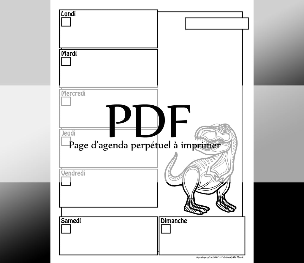 Page #0015 Agenda perpétuel - Téléchargement instantané - PDF à imprimer, DINOSAURE, T-Rex