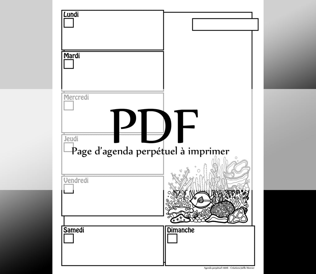 Page #0016 Agenda perpétuel - Téléchargement instantané - PDF à imprimer, POISSON ET CORAUX