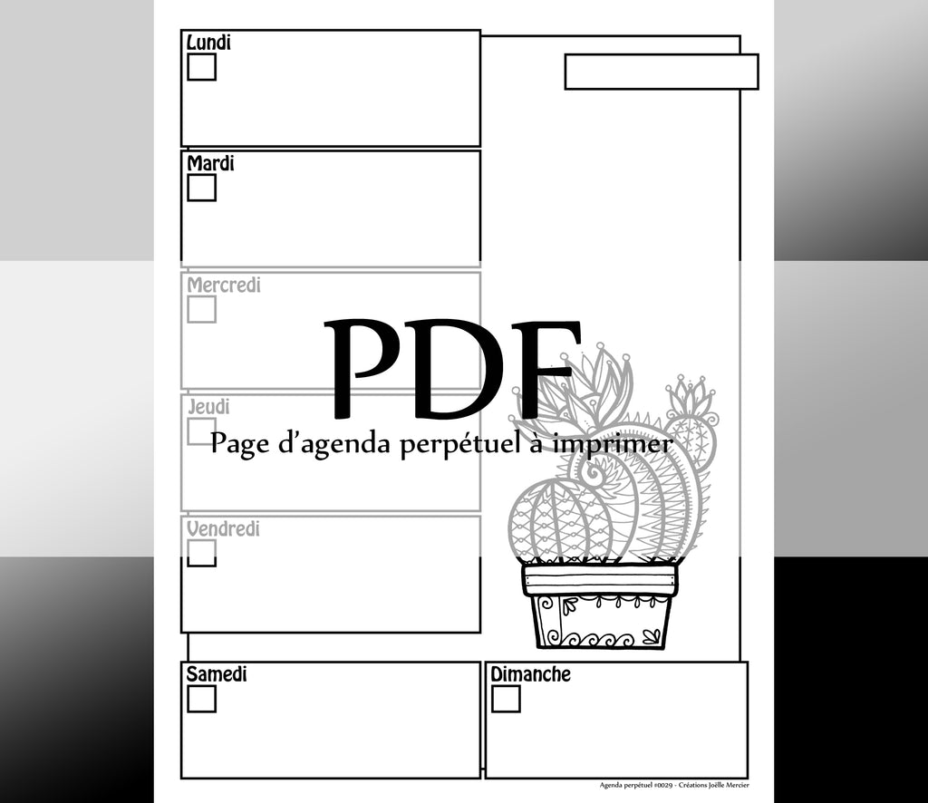 Page #0029 Agenda perpétuel - Téléchargement instantané - PDF à imprimer, CACTUS
