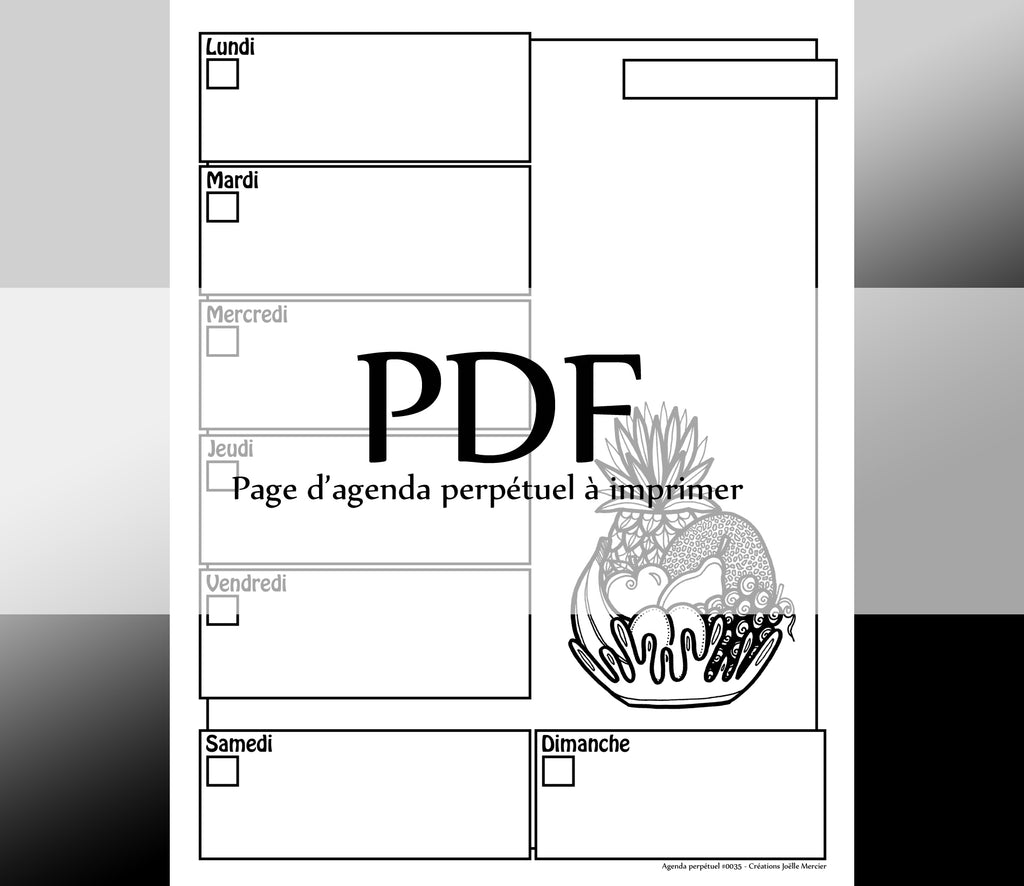 Page #0035 Agenda perpétuel - Téléchargement instantané - PDF à imprimer, BOL DE FRUITS, santé