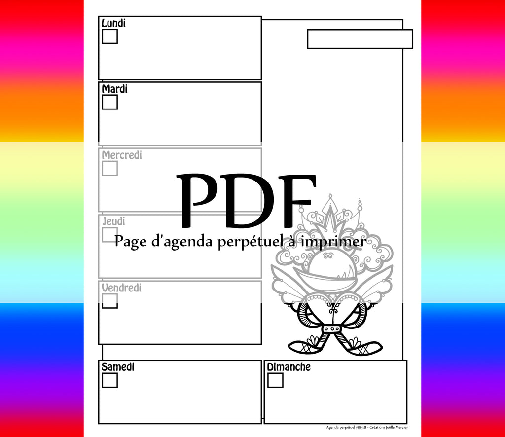 Page #0048 Agenda perpétuel - Téléchargement instantané - PDF à imprimer, MONSTRE, super héros, princesse