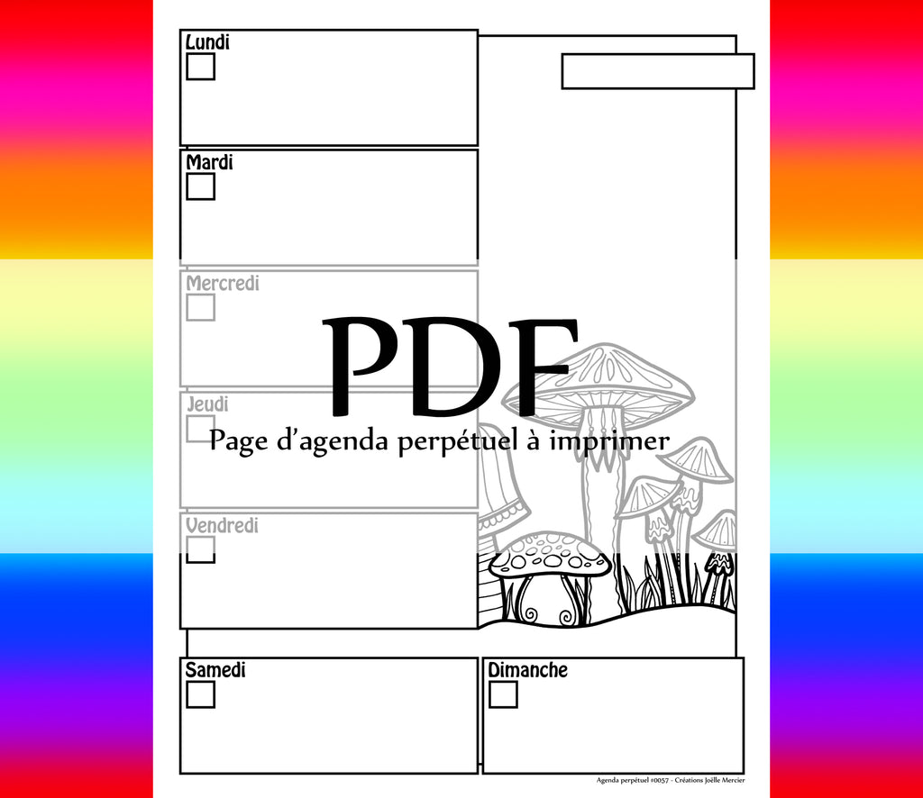 Page #0057 Agenda perpétuel - Téléchargement instantané - PDF à imprimer, CHAMPIGNONS, automne