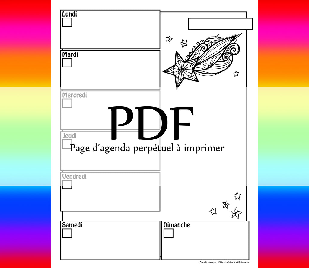 Page #0061 Agenda perpétuel - Téléchargement instantané - PDF à imprimer, ÉTOILE FILANTE, Perséïdes, étoiles