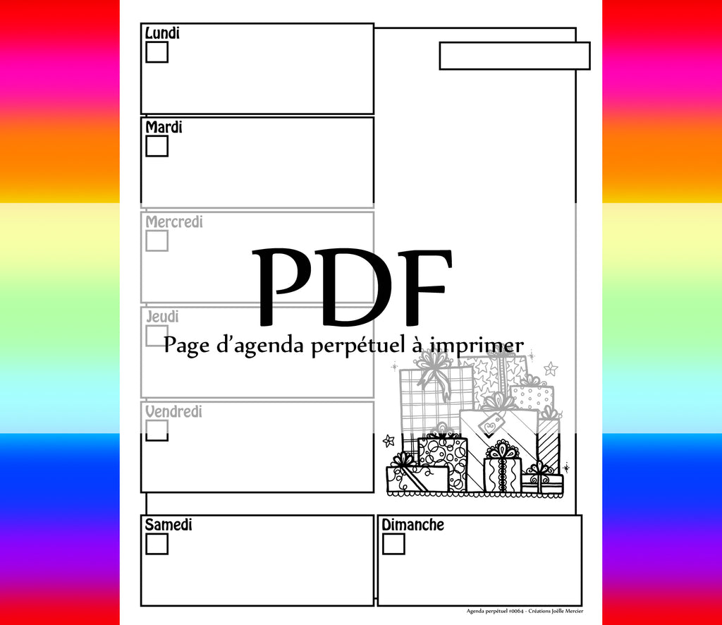 Page #0064 Agenda perpétuel - Téléchargement instantané - PDF à imprimer, CADEAUX, fête, Noël