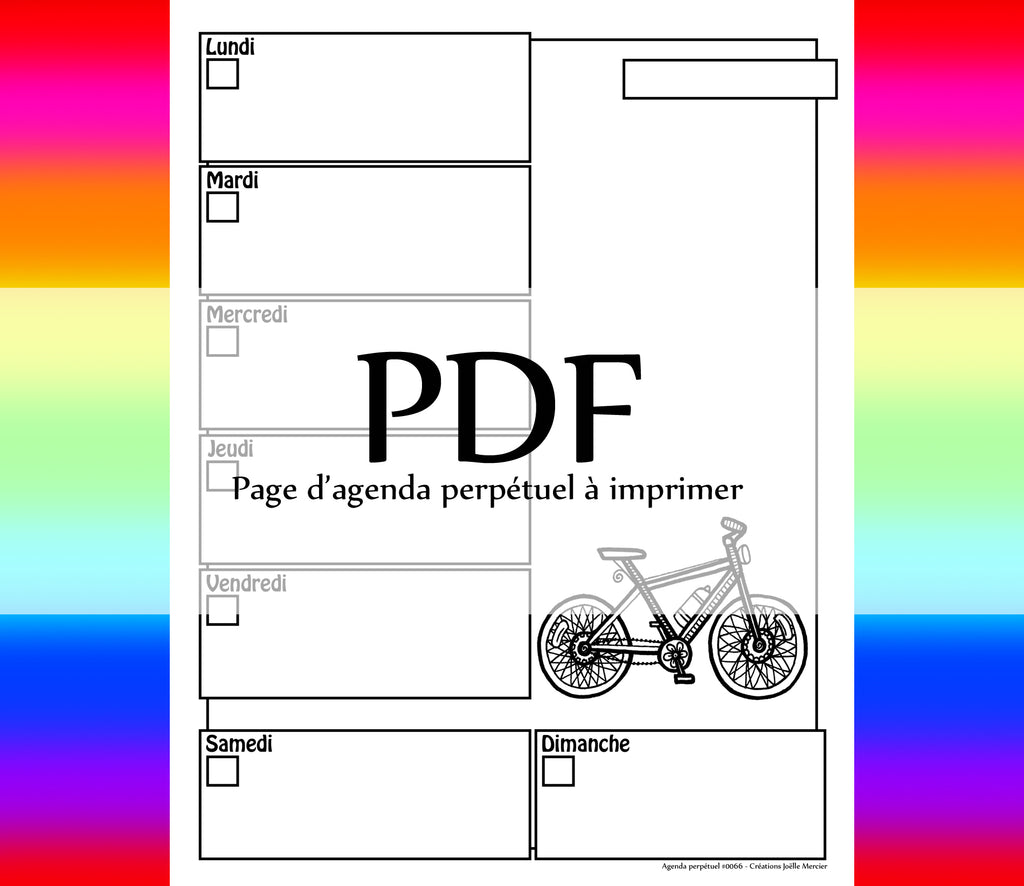 Page #0066 Agenda perpétuel - Téléchargement instantané - PDF à imprimer, VÉLO, bicyclette