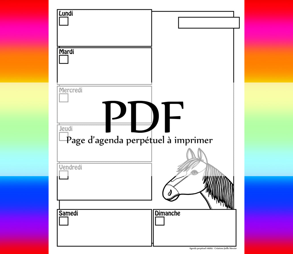 Page #0069 Agenda perpétuel - Téléchargement instantané - PDF à imprimer, CHEVAL