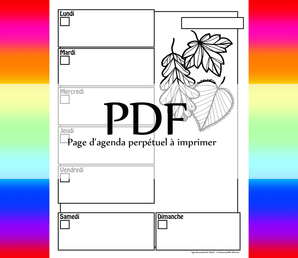 Page #0070 Agenda perpétuel - Téléchargement instantané - PDF à imprimer, Feuilles d'automne