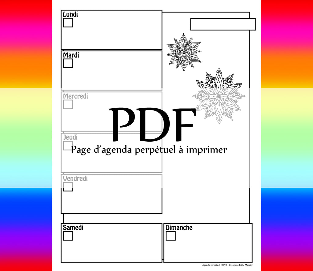 Page #0078 Agenda perpétuel - Téléchargement instantané - PDF à imprimer, DEUX FLOCONS