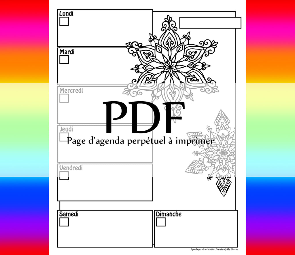 Page #0080 Agenda perpétuel - Téléchargement instantané - PDF à imprimer, FLOCONS 3D
