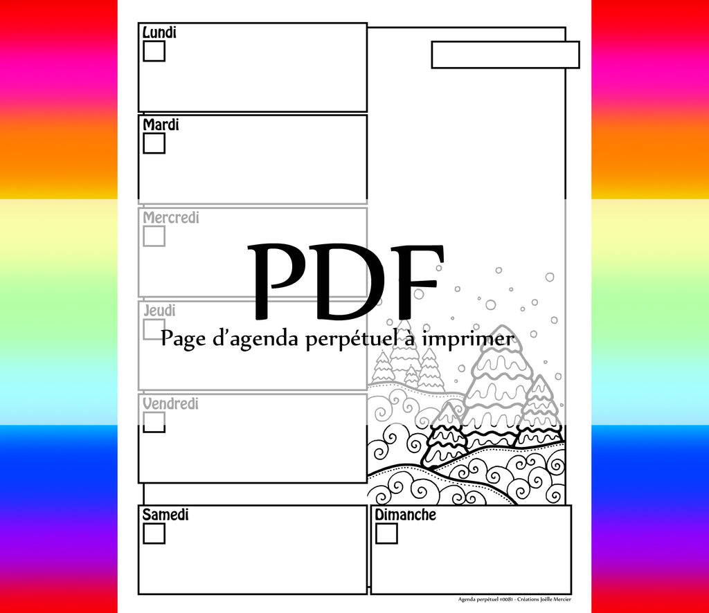 Page #0081 Agenda perpétuel - Téléchargement instantané - PDF à imprimer, SAPINS ENNEIGÉS