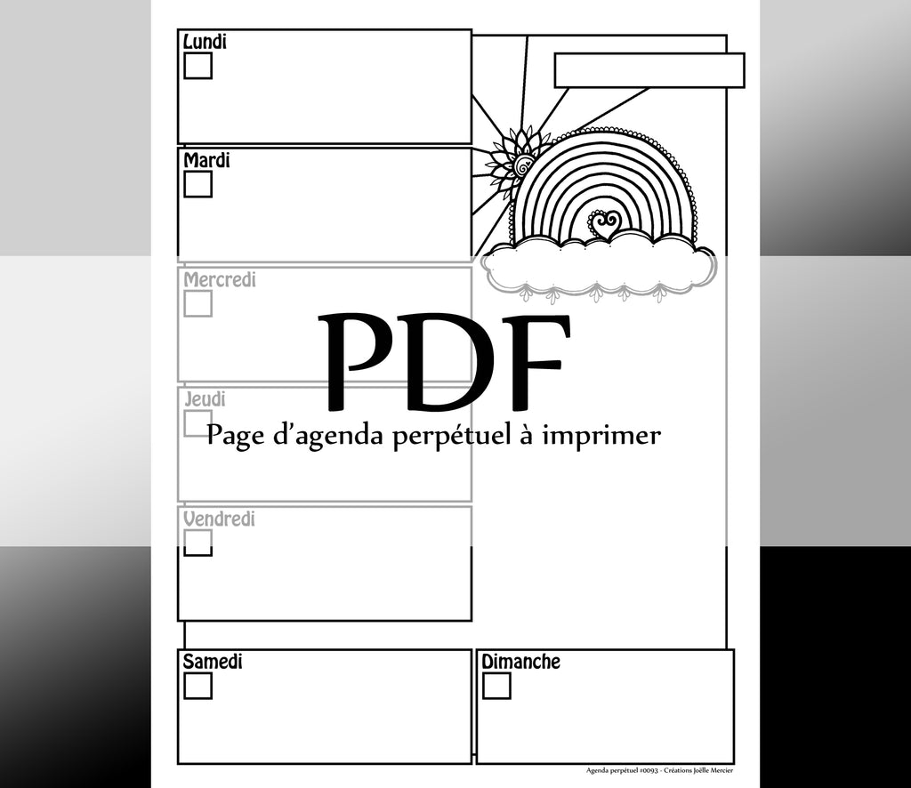 Page #0093 Agenda perpétuel - Téléchargement instantané - PDF à imprimer, ARC-EN-CIEL
