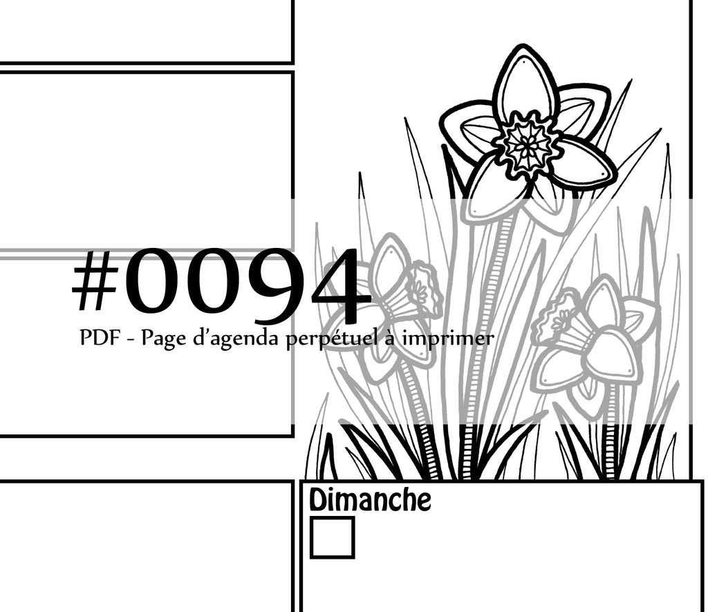 Page #0094 Agenda perpétuel - Téléchargement instantané - PDF à imprimer, JONQUILLES, fleurs, printemps, été