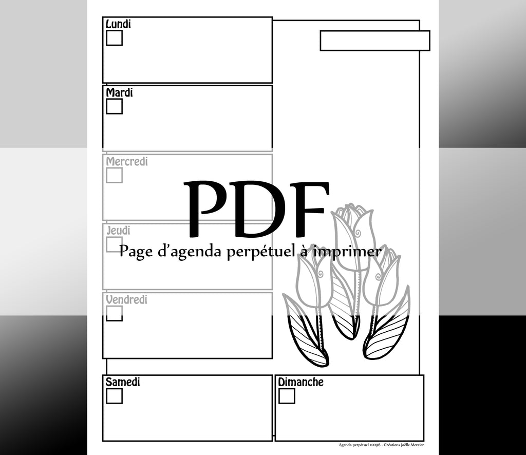 Page #0096 Agenda perpétuel - Téléchargement instantané - PDF à imprimer, TULIPES, fleurs, printemps, été