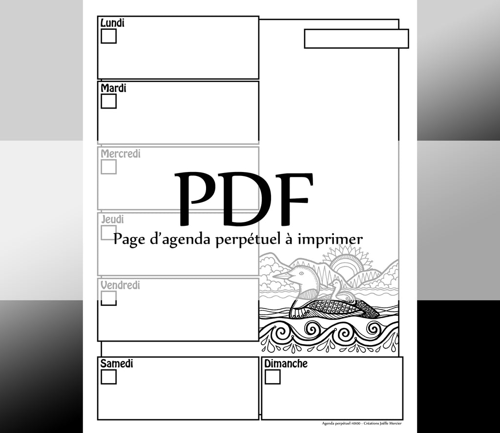 Page #0100 Agenda perpétuel - Téléchargement instantané - PDF à imprimer, HUARD, oiseau