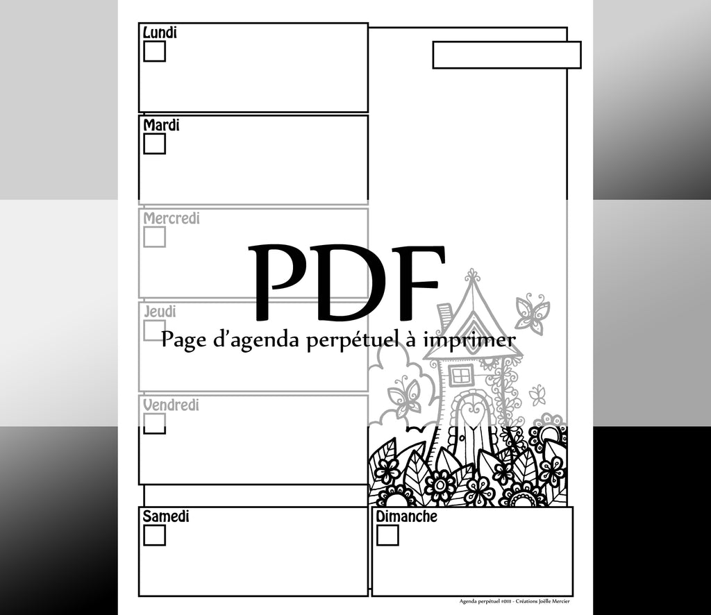 Page #0111 Agenda perpétuel - Téléchargement instantané - PDF à imprimer, MAISON et PAPILLONS