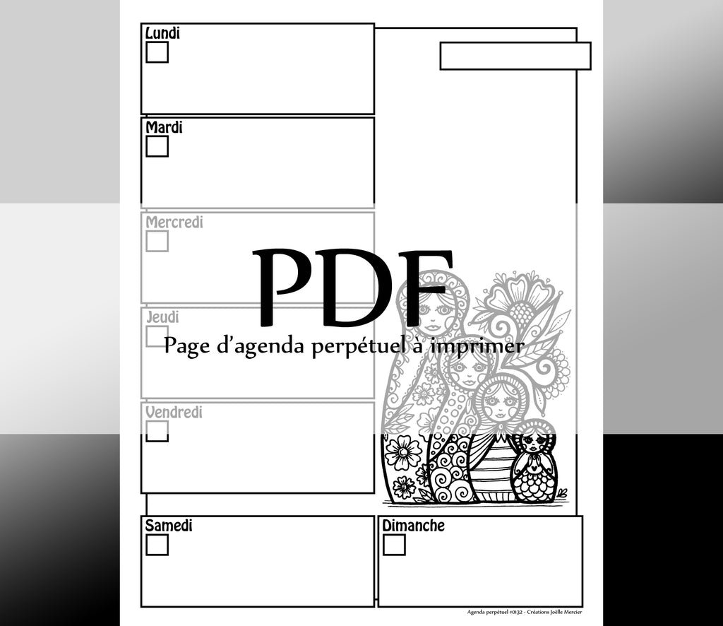 Page #0132 Agenda perpétuel - Téléchargement instantané - PDF à imprimer, POUPÉES RUSSES