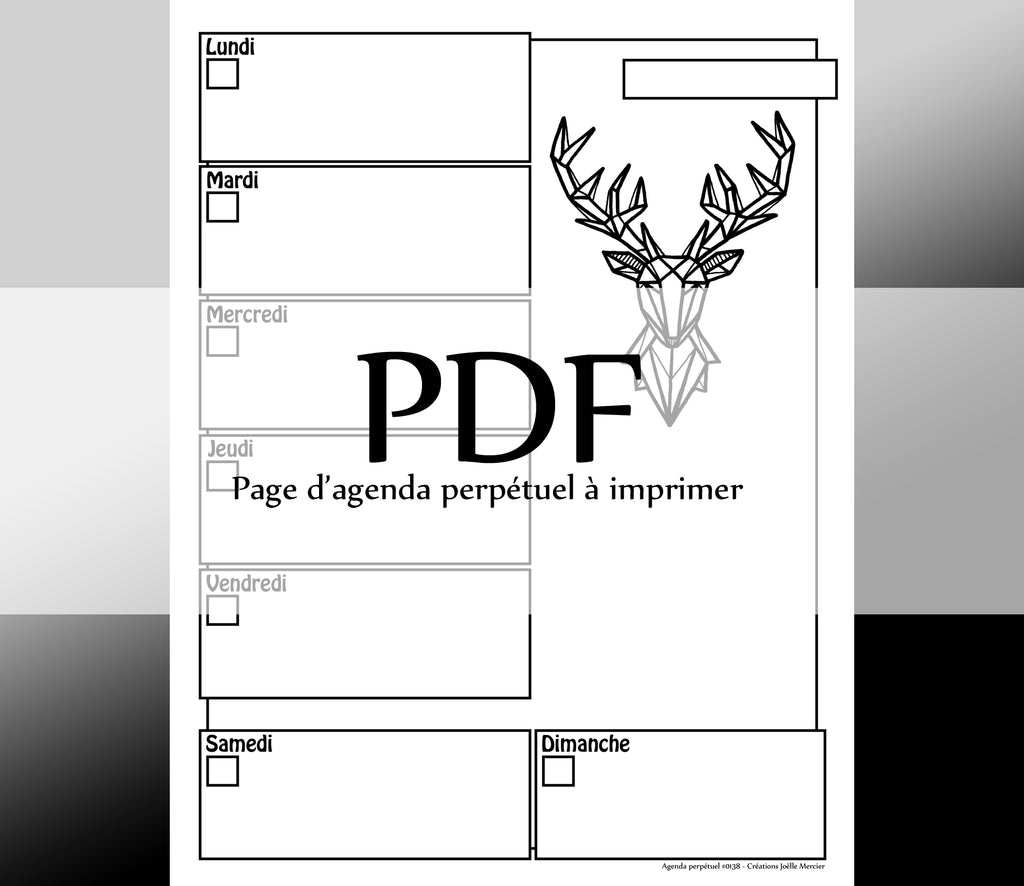 Page #0138 Agenda perpétuel - Téléchargement instantané - PDF à imprimer, CHEVREUIL ORIGAMI, chasse