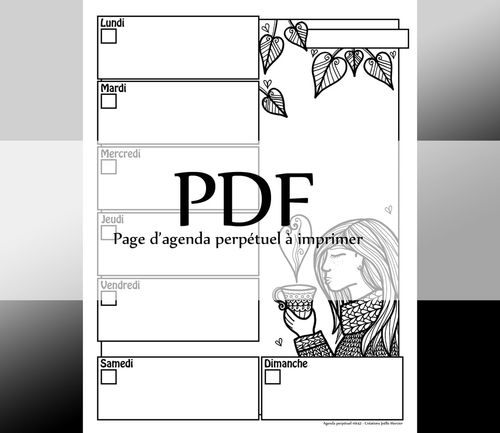 Page #0142 Agenda perpétuel - Téléchargement instantané - PDF à imprimer, COCOONING