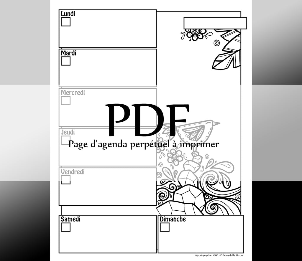 Page #0145 Agenda perpétuel - Téléchargement instantané - PDF à imprimer, PETIT OISEAU SUR LE ROCHER