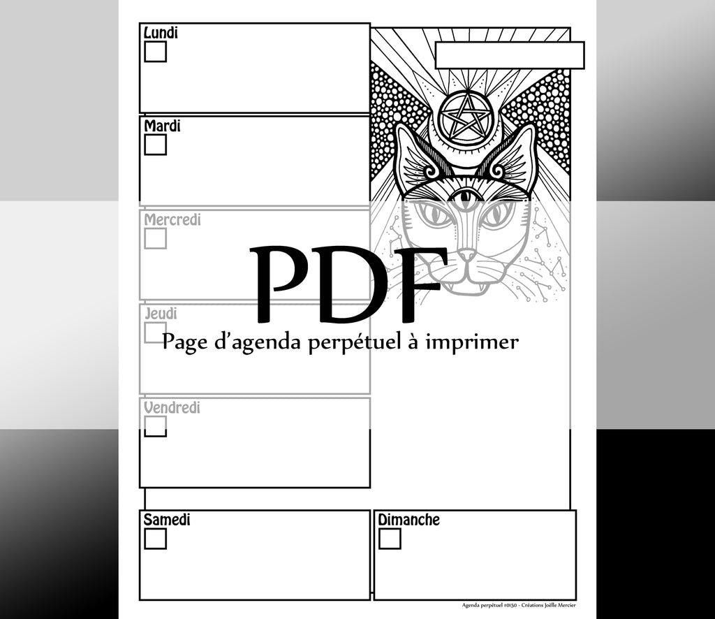 Page #0150 Agenda perpétuel - Téléchargement instantané - PDF à imprimer, CHAT À 3 YEUX