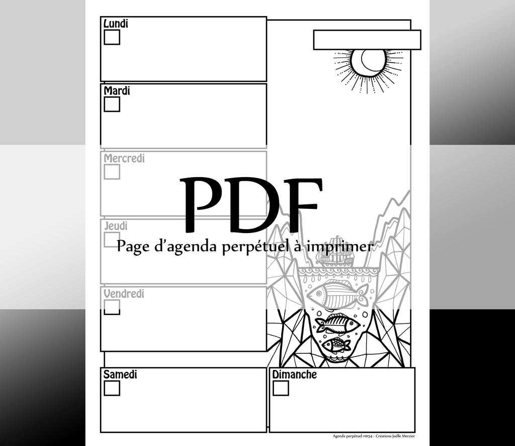 Page #0154 Agenda perpétuel - Téléchargement instantané - PDF à imprimer, FJORD, bateau, poissons