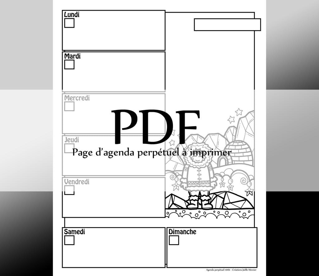 Page #0161 Agenda perpétuel - Téléchargement instantané - PDF à imprimer, INUIT, hiver