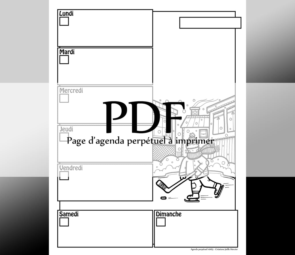 Page #0163 Agenda perpétuel - Téléchargement instantané - PDF à imprimer, JOUER AU HOCKEY