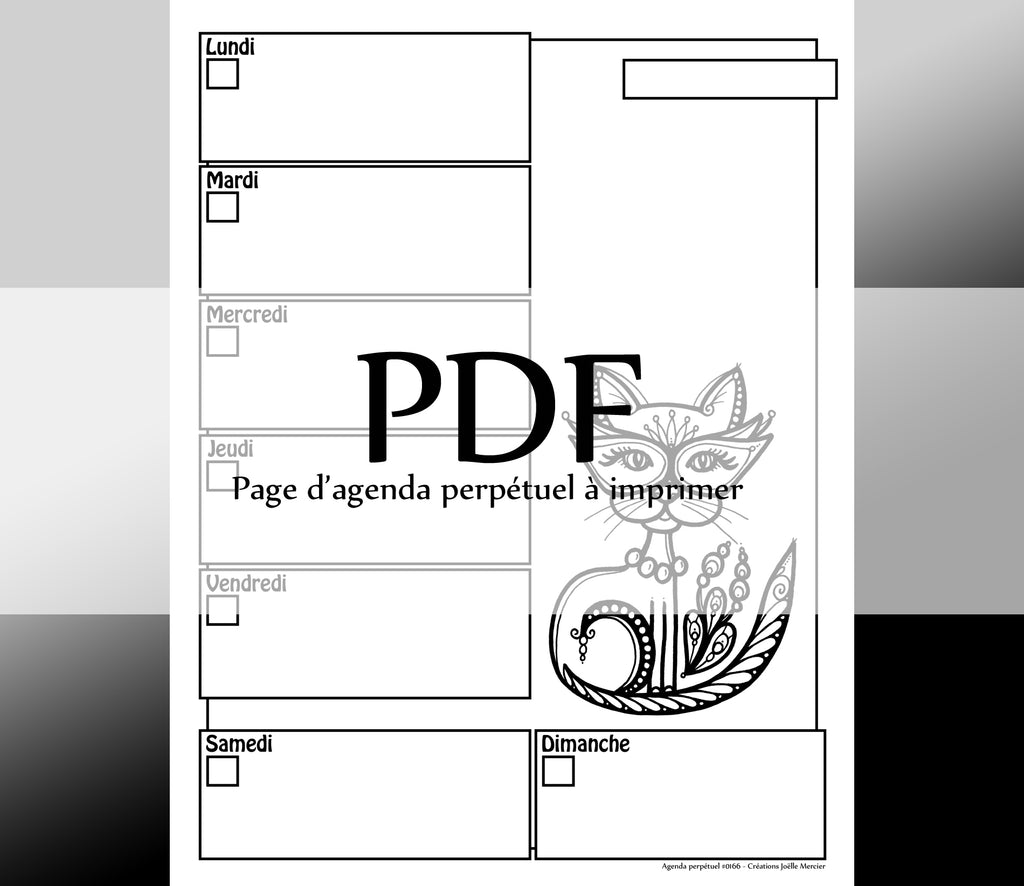 Page #0166 Agenda perpétuel - Téléchargement instantané - PDF à imprimer, DRÔLE DE CHAT LUNETTE