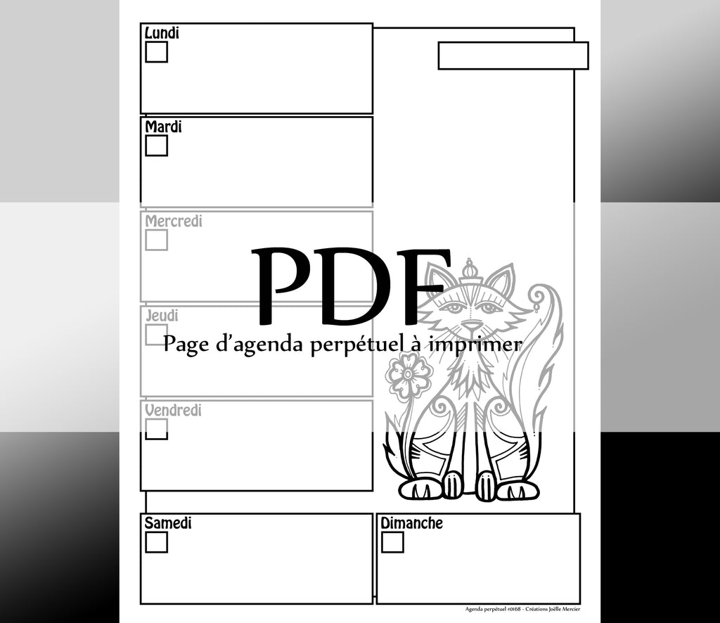 Page #0168 Agenda perpétuel - Téléchargement instantané - PDF à imprimer, DRÔLE DE CHAT et sa fleur