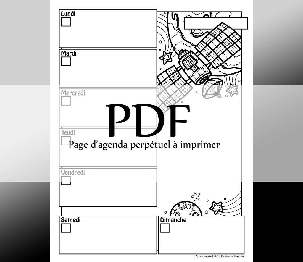 Page #0178 Agenda perpétuel - Téléchargement instantané - PDF à imprimer, SATELLITE