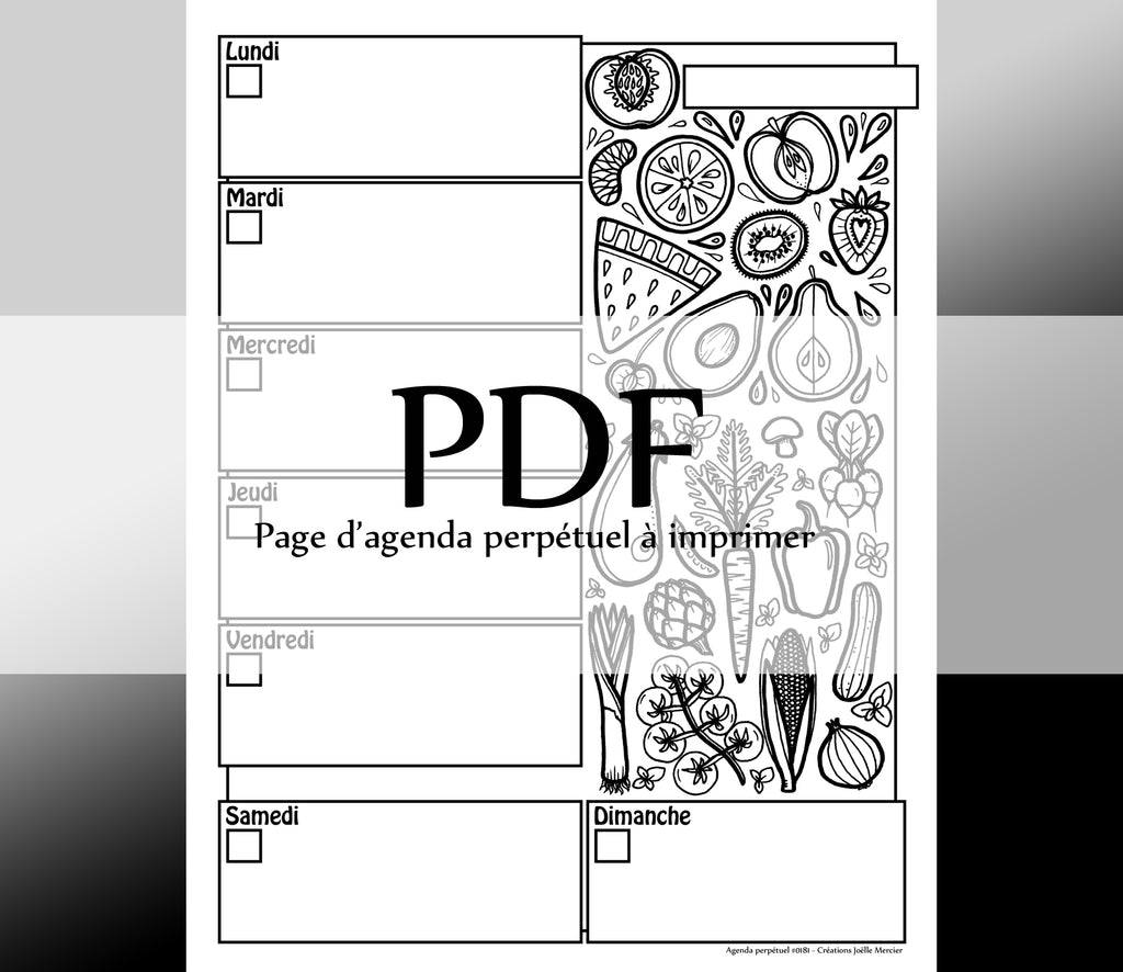 Page #0181 Agenda perpétuel - Téléchargement instantané - PDF à imprimer, FRUITS-ET LÉGUMES