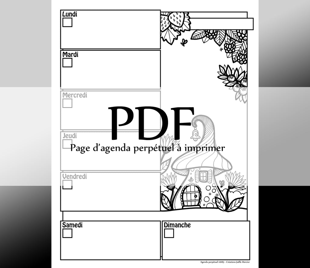 Page #0183 Agenda perpétuel - Téléchargement instantané - PDF à imprimer, MAISON CHAMPIGNON