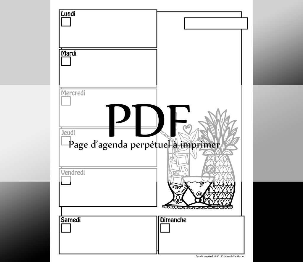 Page #0196 Agenda perpétuel - Téléchargement instantané - PDF à imprimer, COCKTAILS ET ANANAS